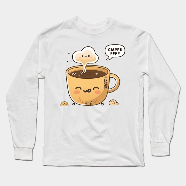 Nothing beats a cute cup of coffee in the morning Long Sleeve T-Shirt by Pixel Poetry